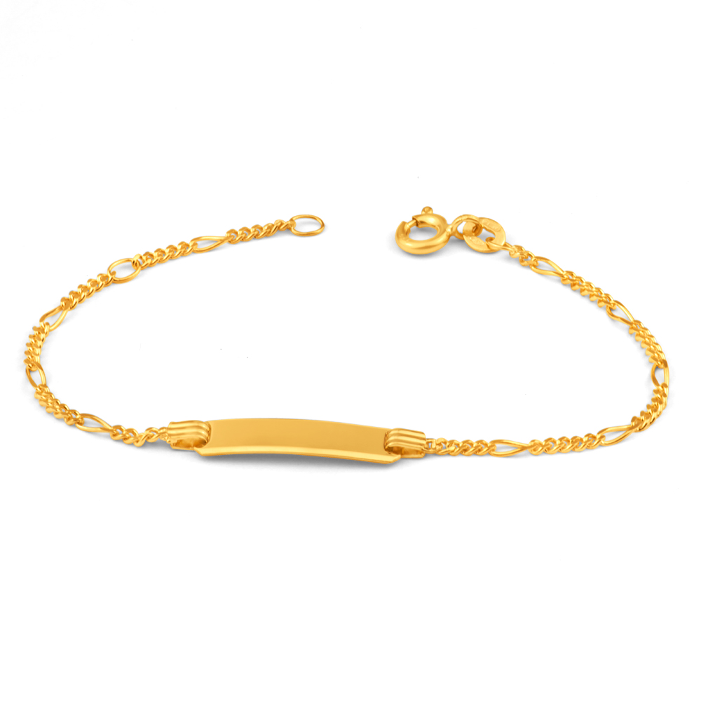 9ct Solid Yellow Gold Figaro 5:1 link with ID 16cm Bracelet