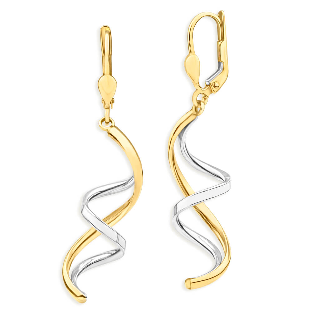 9ct Yellow Gold & White Gold Drop Earrings