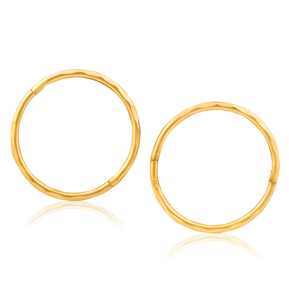 9ct Yellow Gold 16mm Faceted Sleepers Earrings