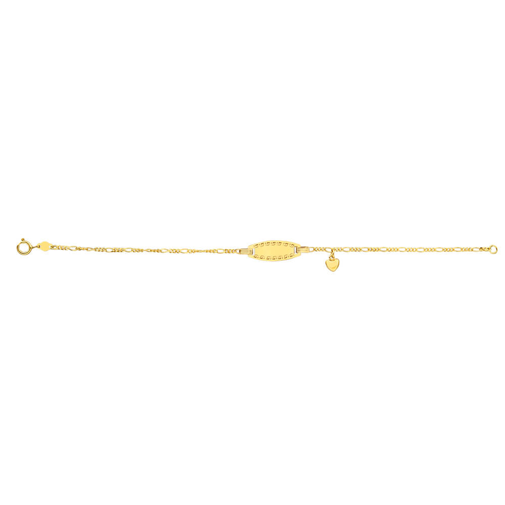 9ct Yellow Gold ID Belcher 16cm Bracelet with Heart Charms