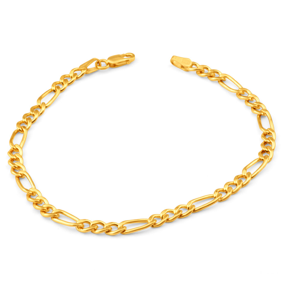 9ct Yellow Gold Coppefilled 19cm Figaro Bracelet 100Gauge