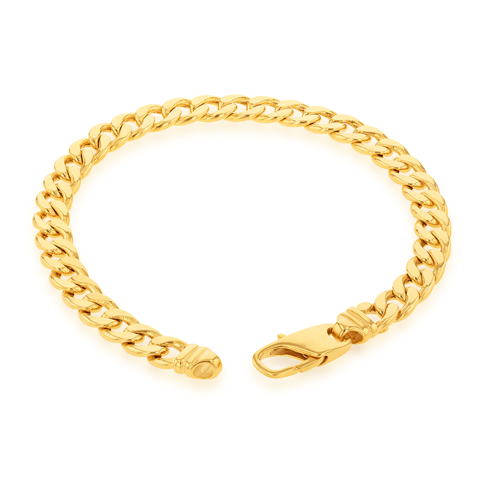 9ct  Yellow Gold Copper Filled Curb 22cm Bracelet 190Gauge