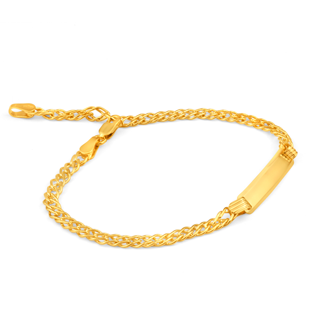 9ct Yellow Gold Silver Filled ID Extender 19cm Curb Bracelet