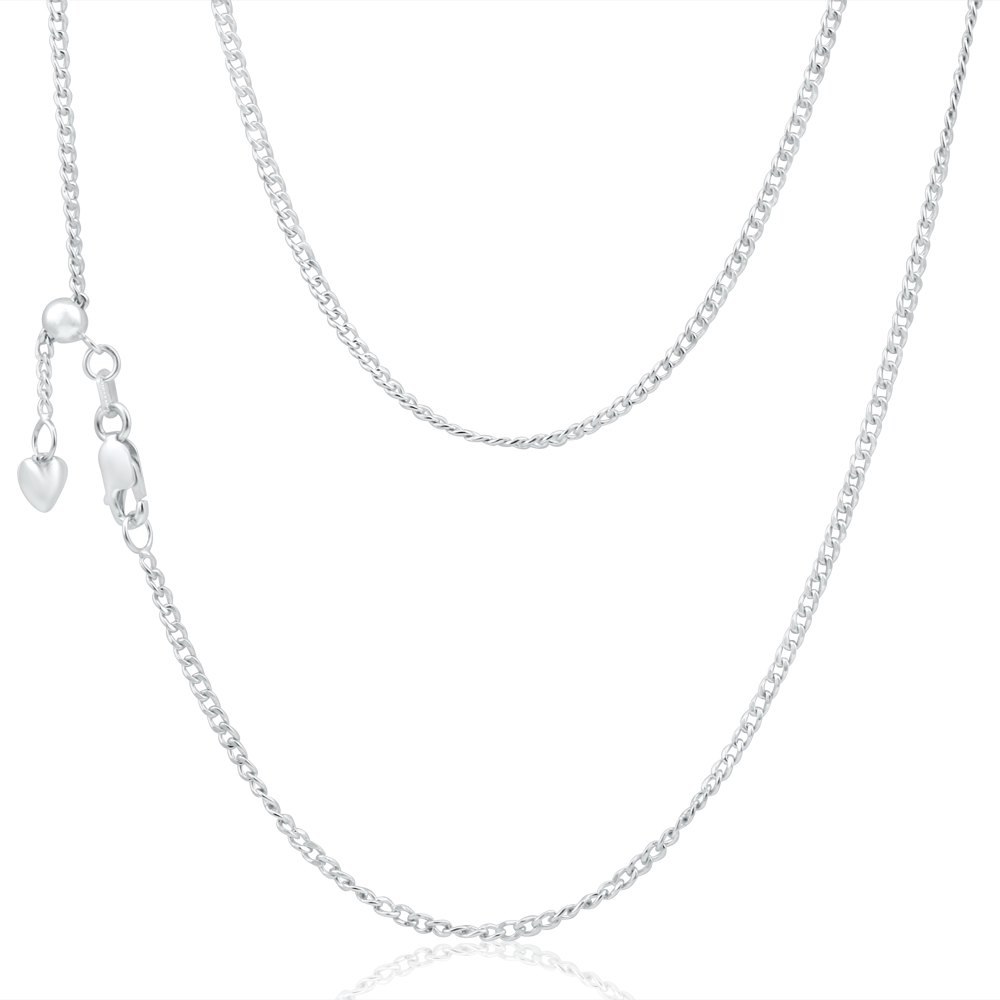 9ct Elegant White Gold Silver Filled Curb Chain