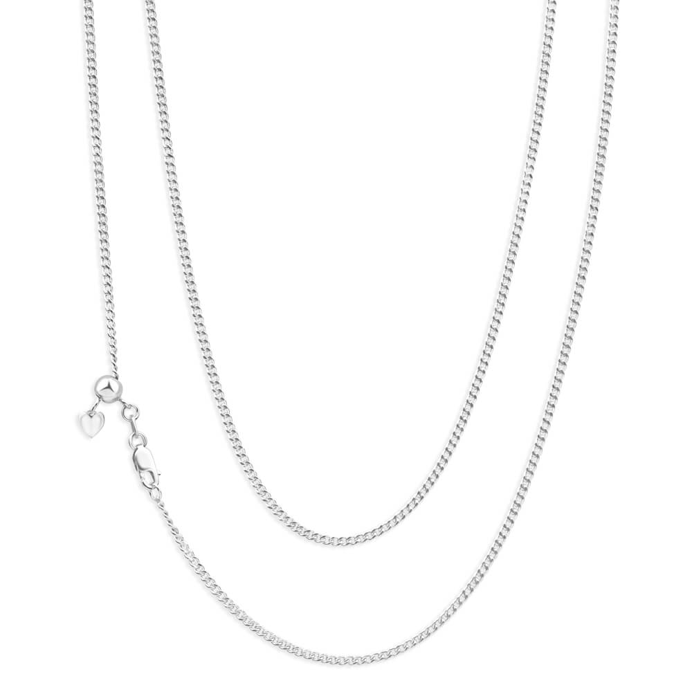 9ct Radiant White Gold Silver Filled Curb Chain