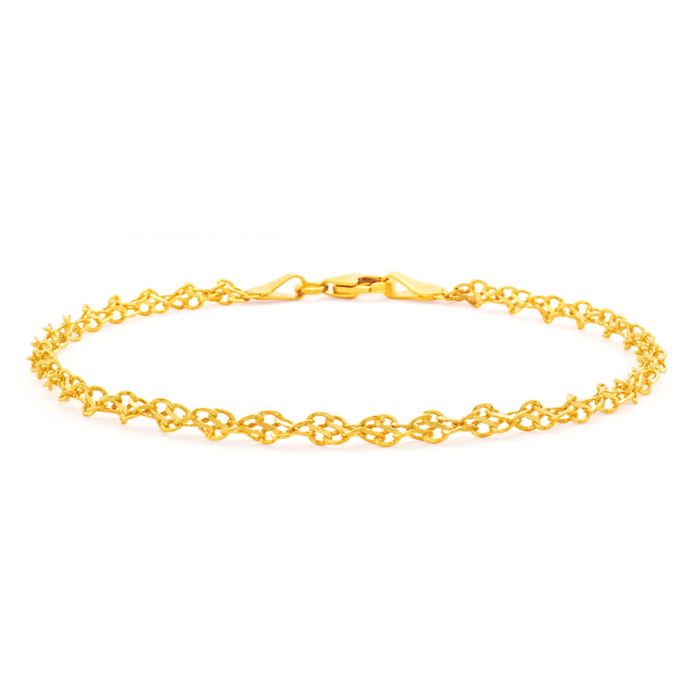 9ct Yellow Gold Silver Filled Singapore Link 19cm Bracelet