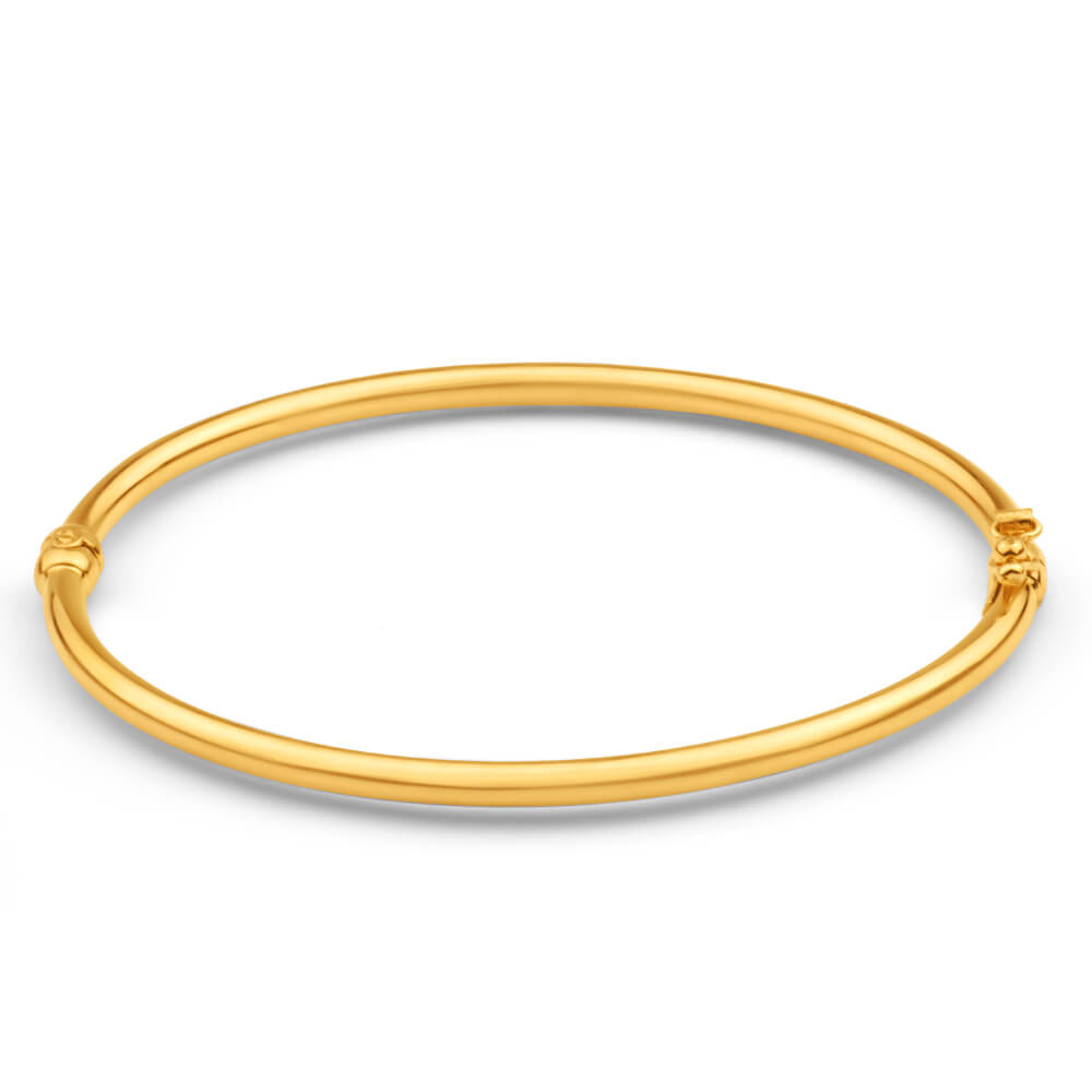 9ct Yellow Gold Silver Filled Plain Oval Hinge Bangle