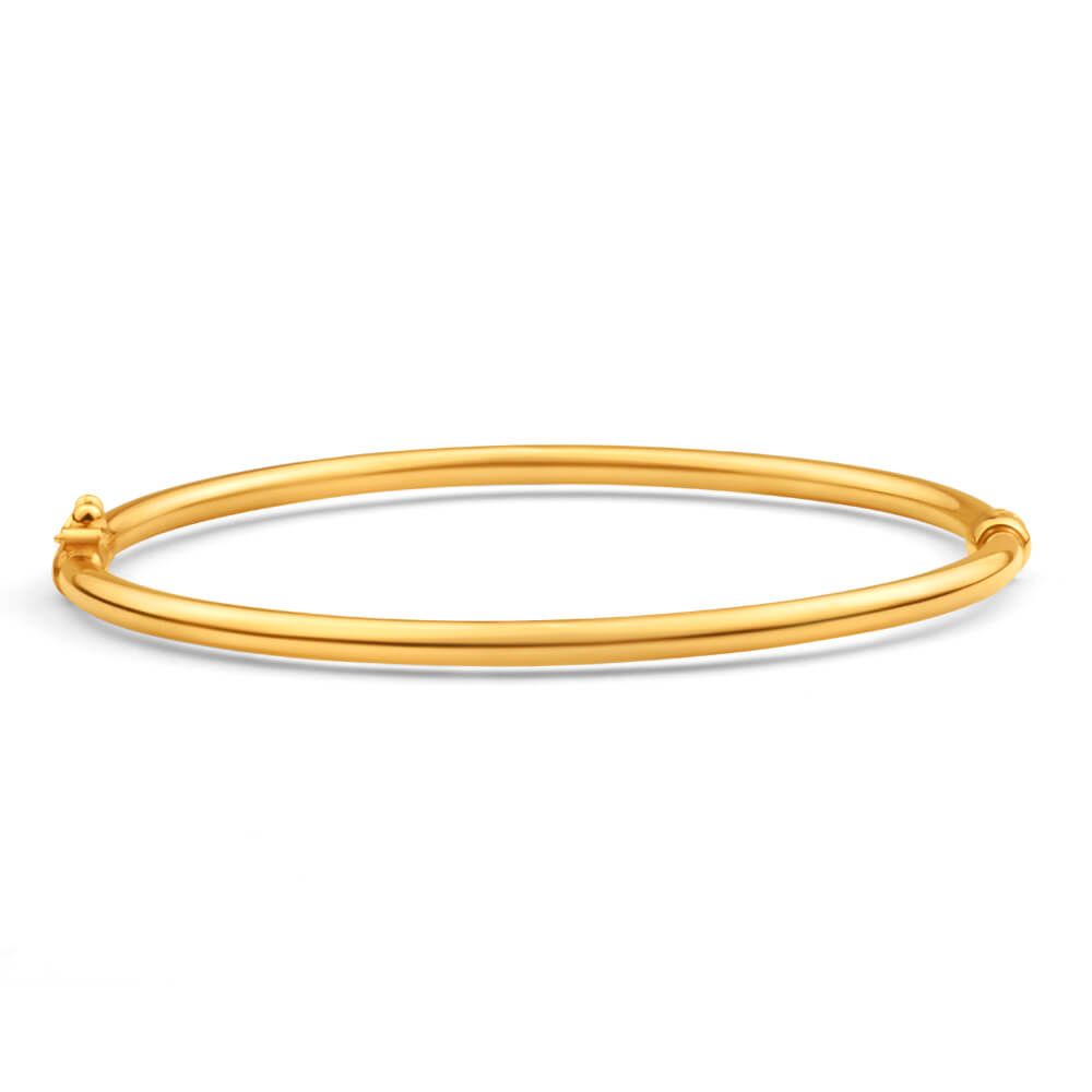 9ct Yellow Gold Silver Filled Plain Oval Hinge Bangle