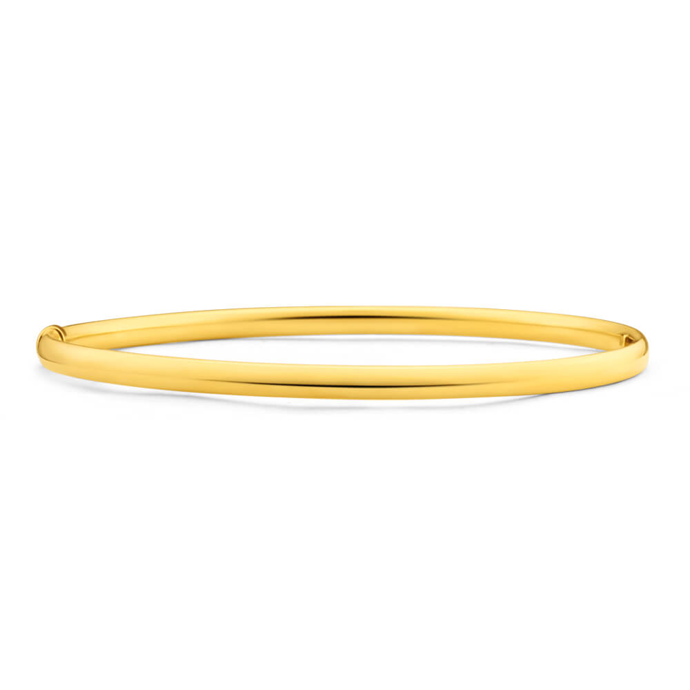 9ct Yellow Gold Silver Filled 4mm x 70mm Bangle