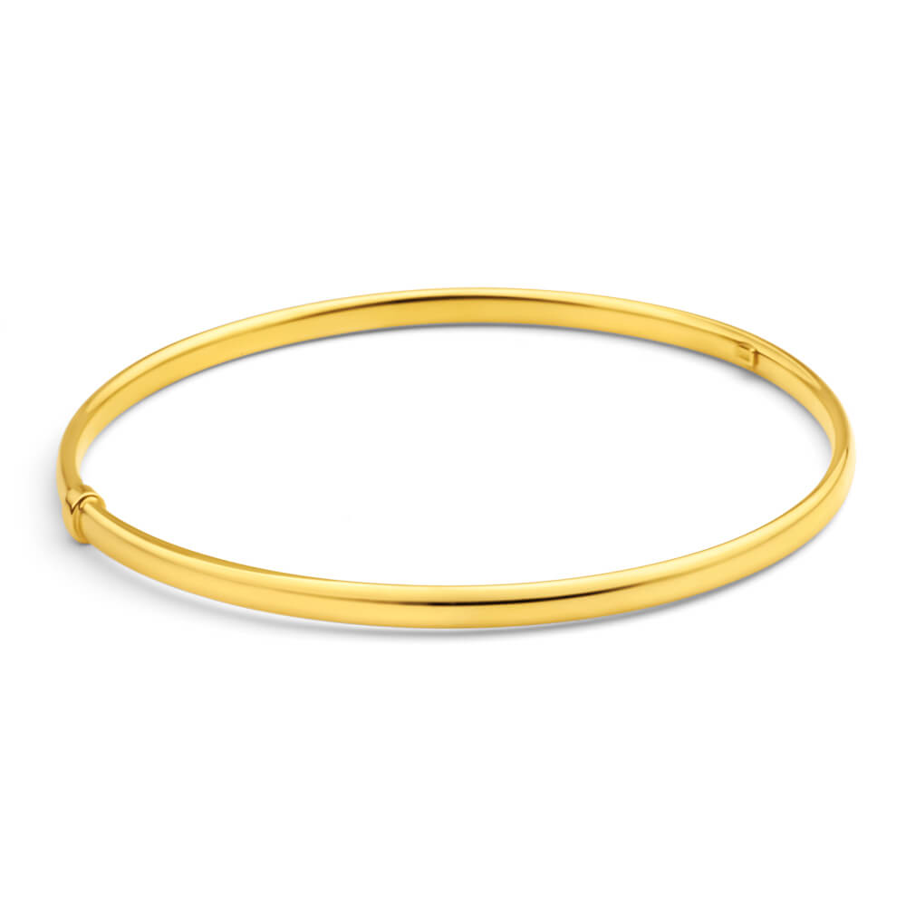 9ct Yellow Gold Silver Filled 4mm x 70mm Bangle