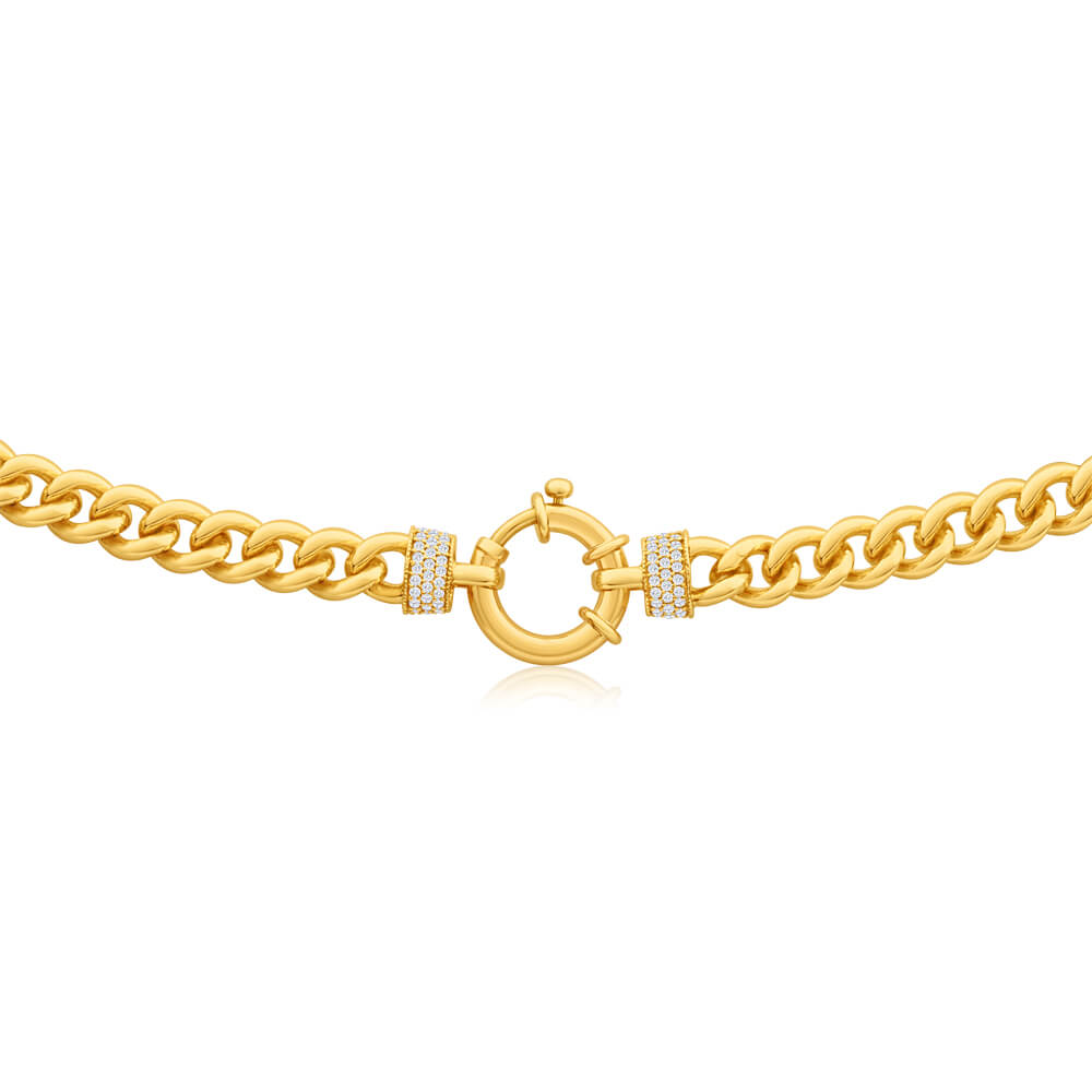 9ct Yellow Gold Zirconia Curb Chain