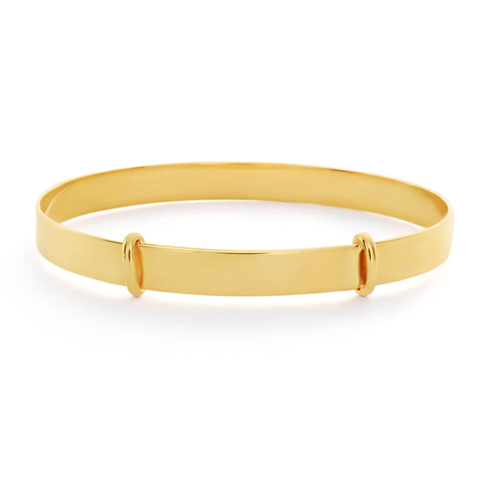 9ct Yellow Gold Extendable Plain 43mm Baby Bangle