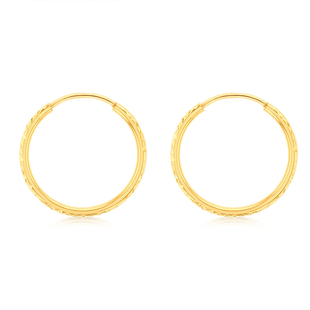 9ct Diamond-Cut Hoop Earrings 9y