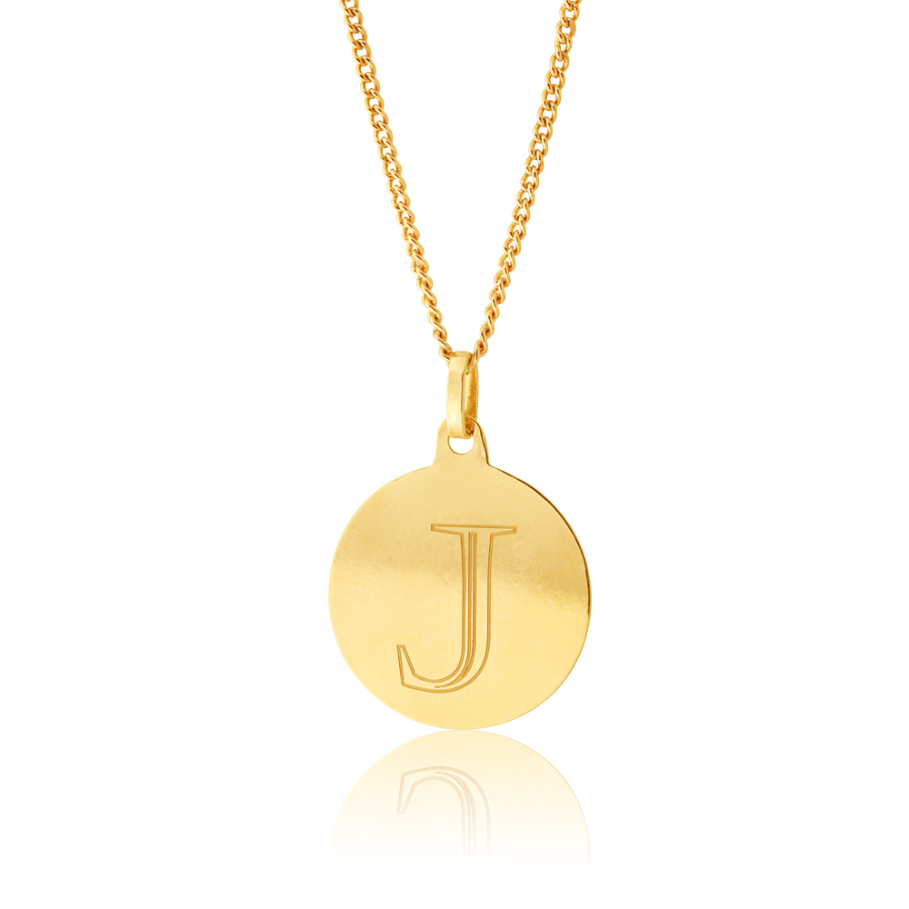 9ct Yellow Gold Charm Initial "J" Pendant