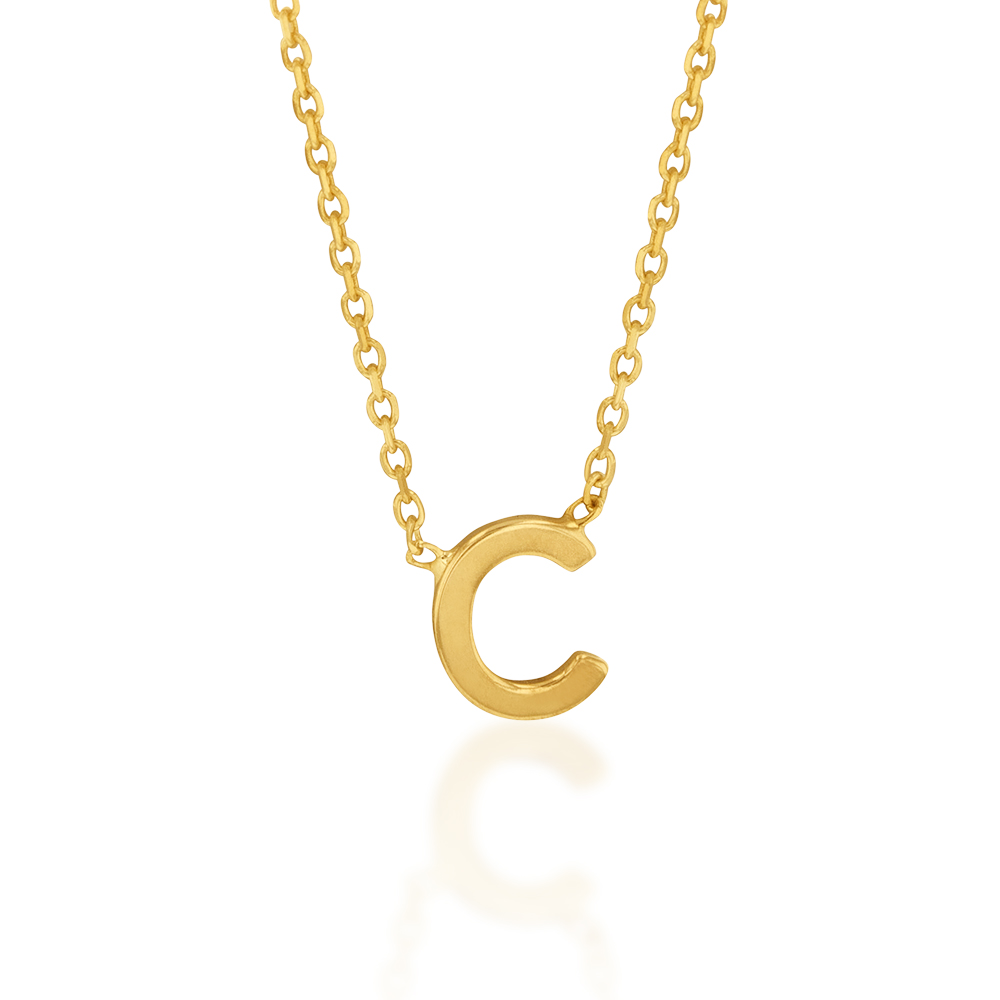 9ct Yellow Gold Initial "C" Pendant on 43cm Chain