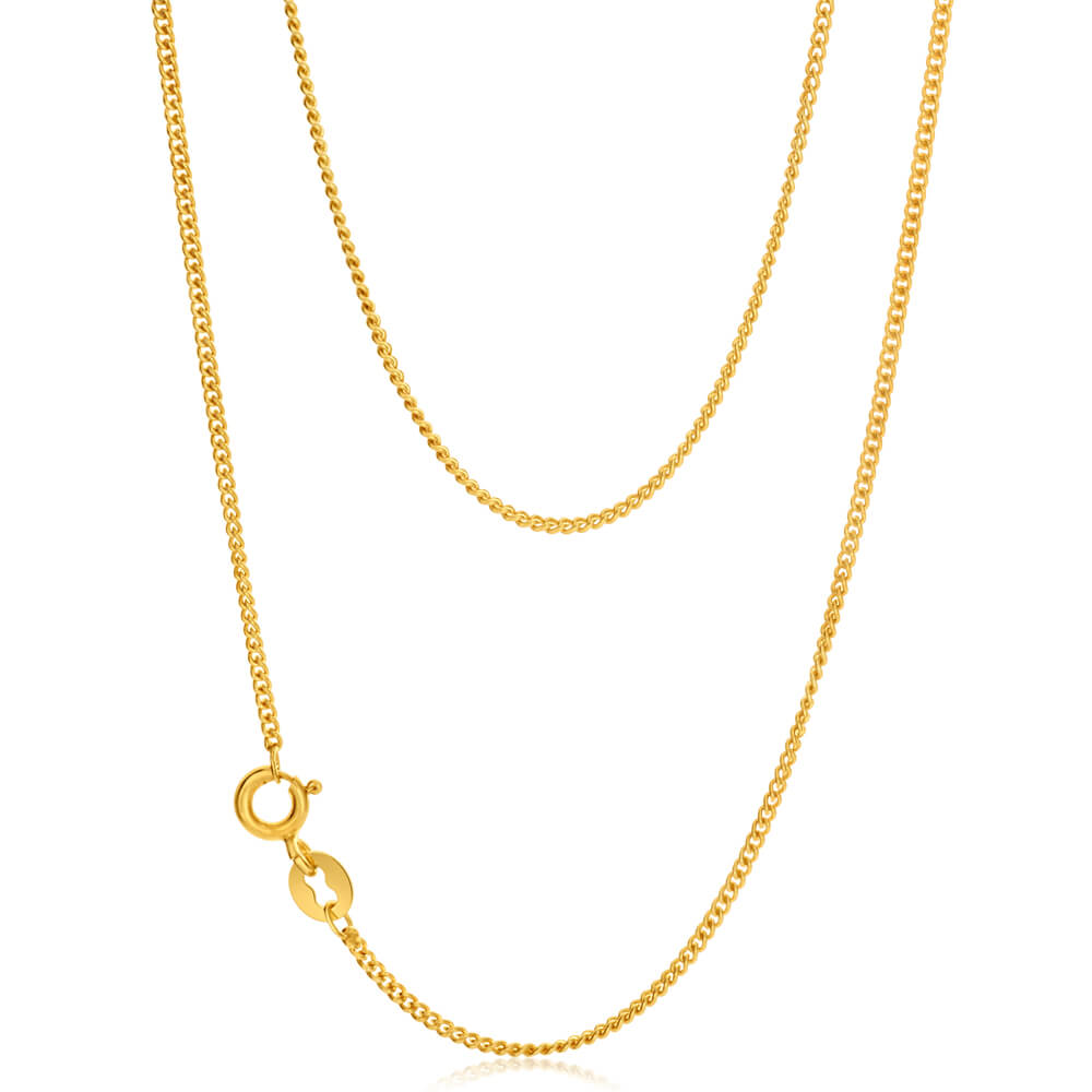 9ct Yellow Gold Silver Filled Delicate 45cm Curb Chain