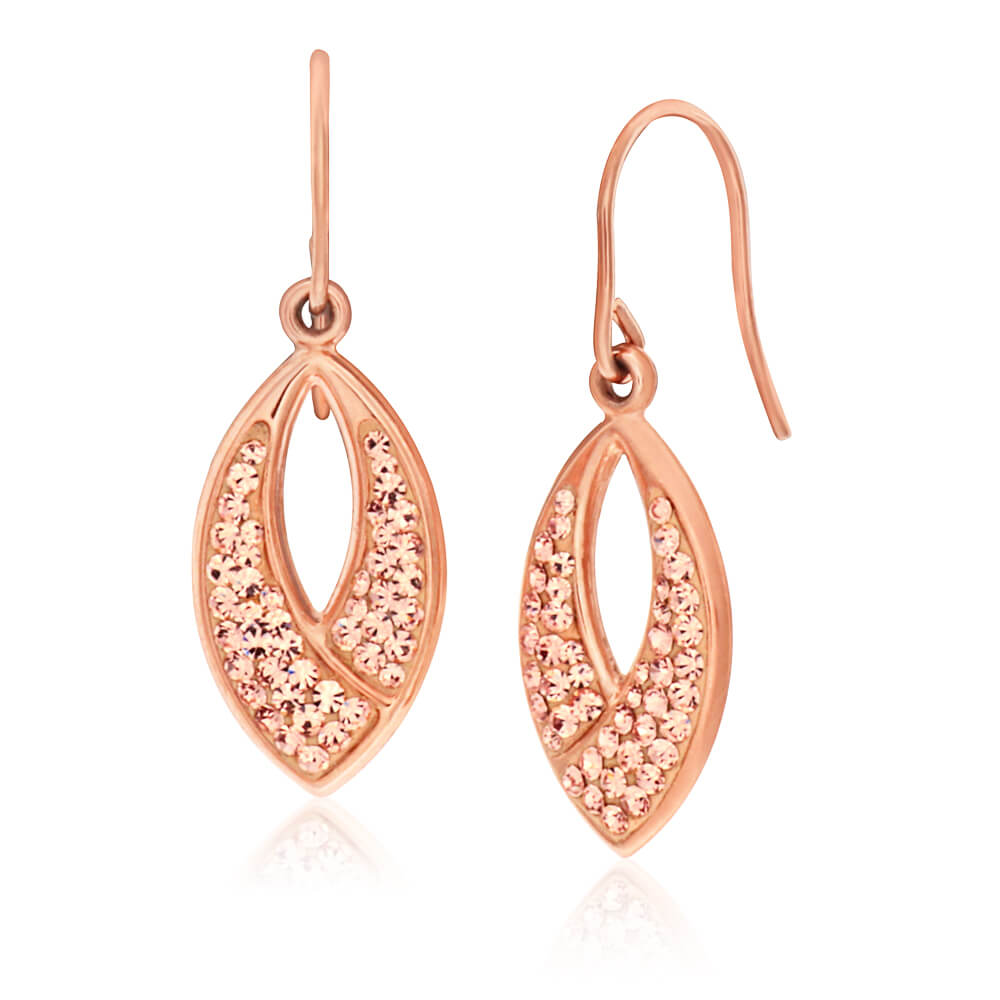 9ct Rose Gold Silver Filled Crystal Drop Earrings
