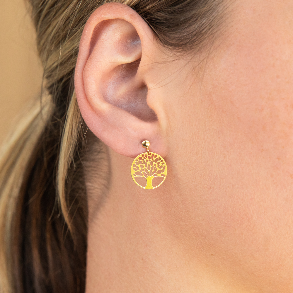 9ct Gold Filled Tree of Life Cut-Out Stud Earrings