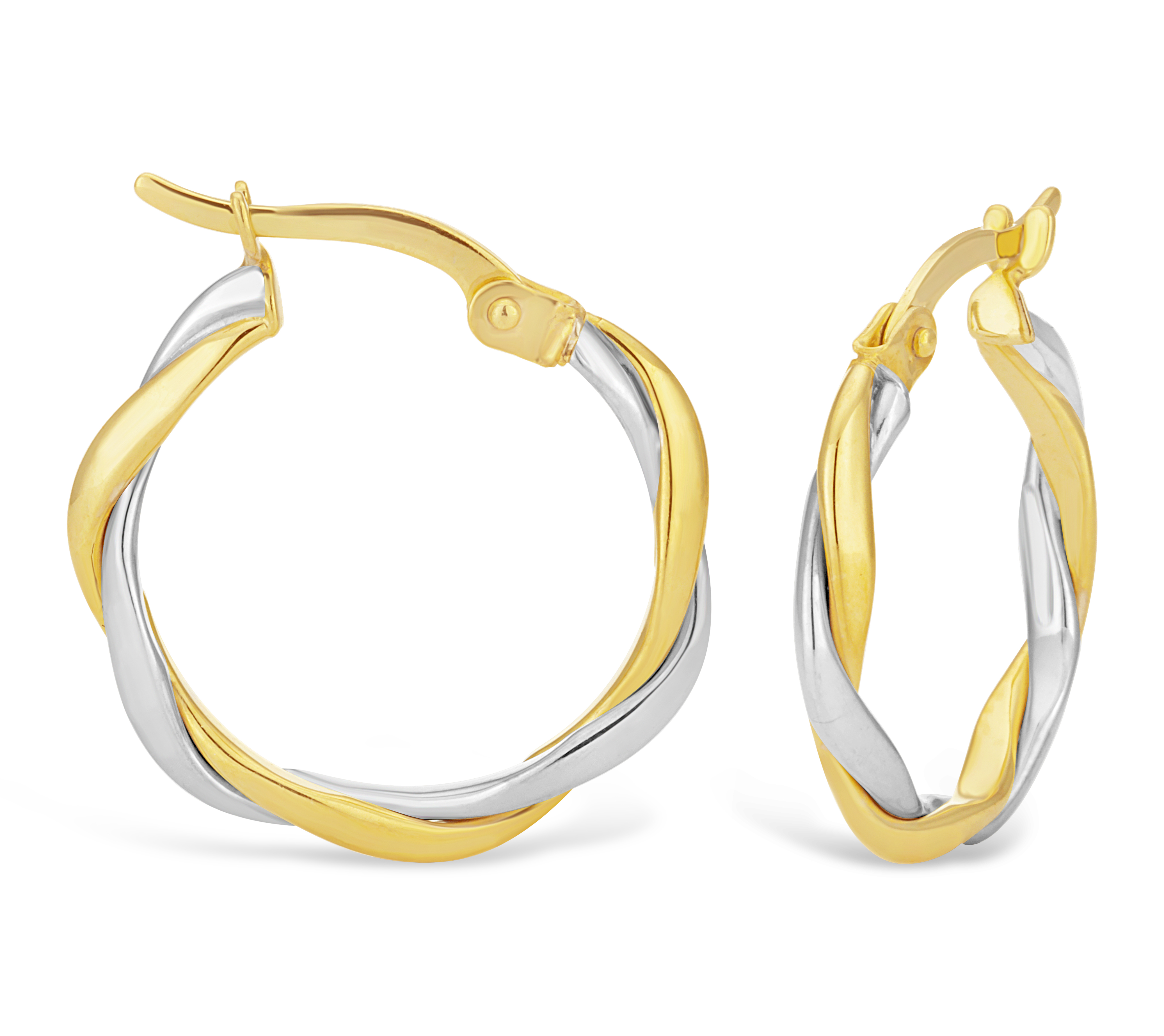 9ct Two-Tone Gold Filled Twist Hoop Earrings
