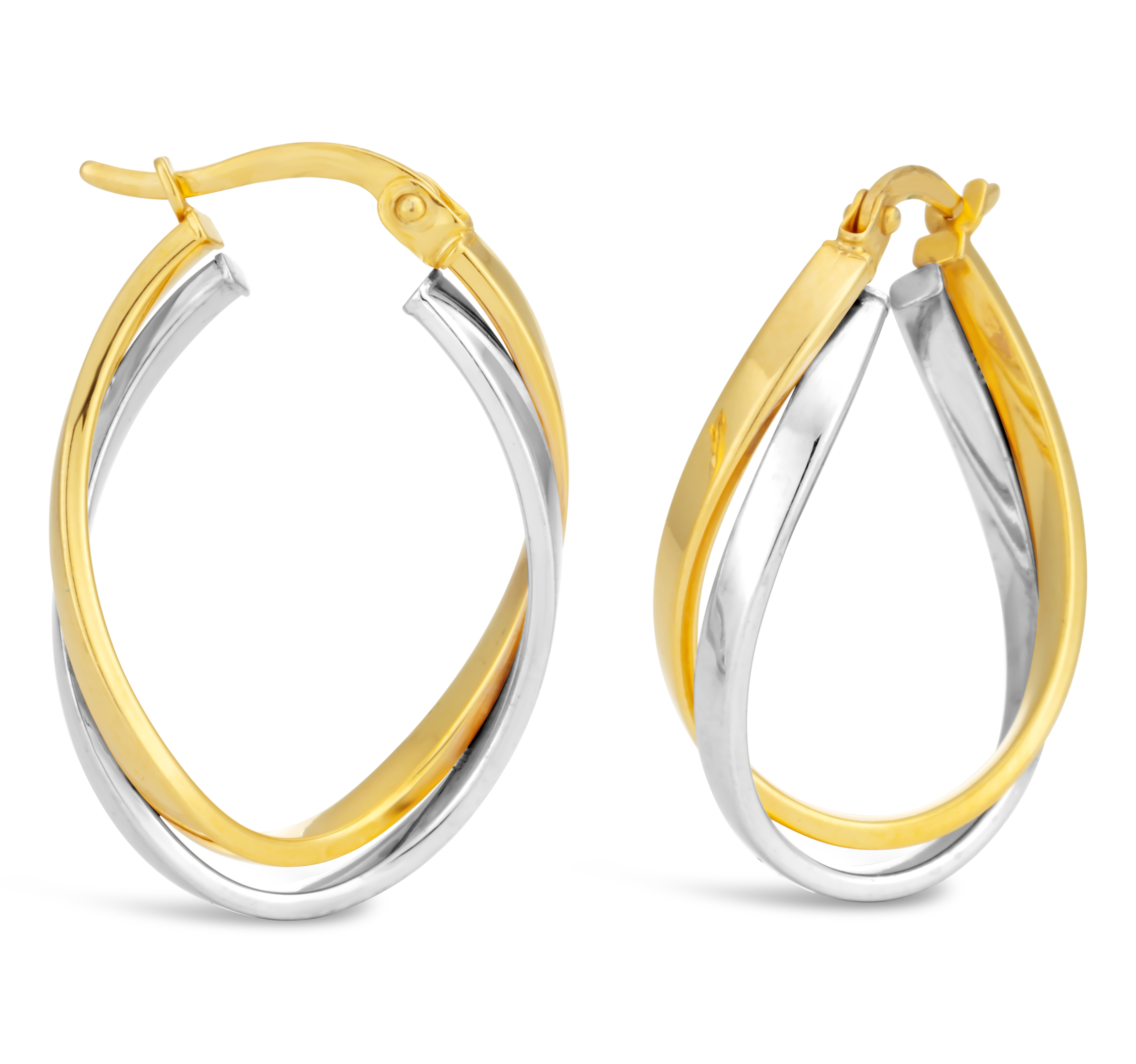 9ct Two-Tone Gold Filled Double Tube Hoop Earrings