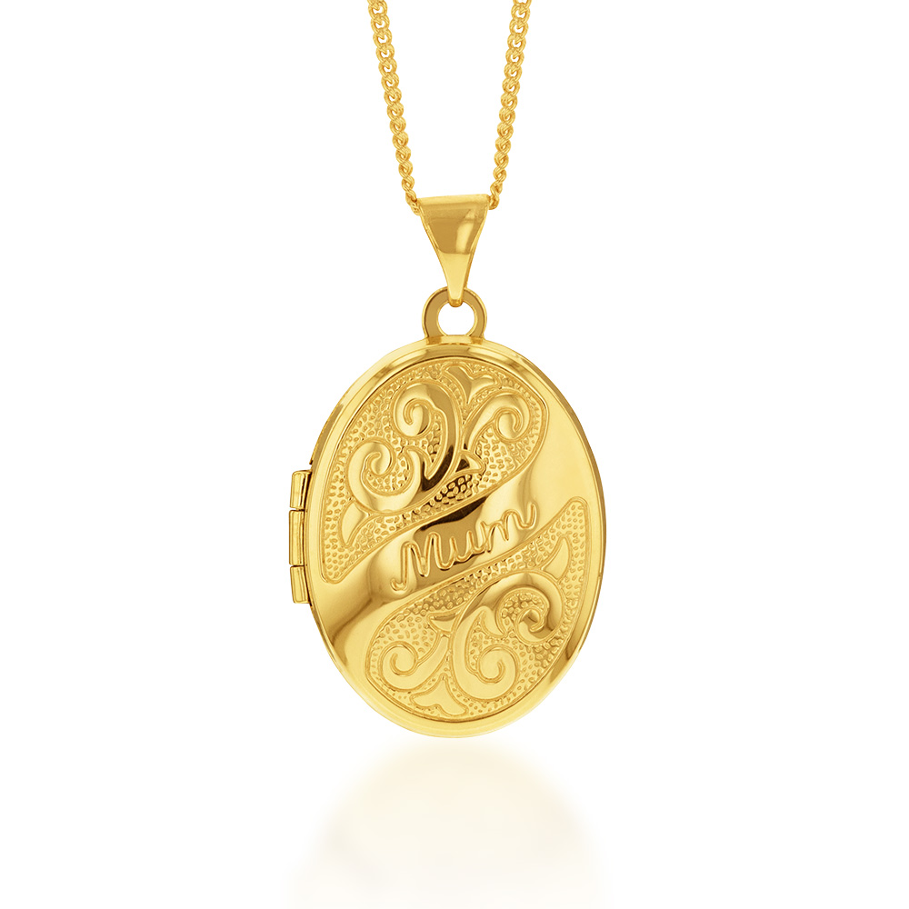 9ct Yellow Gold Silverfilled Engraved Mum Pendant