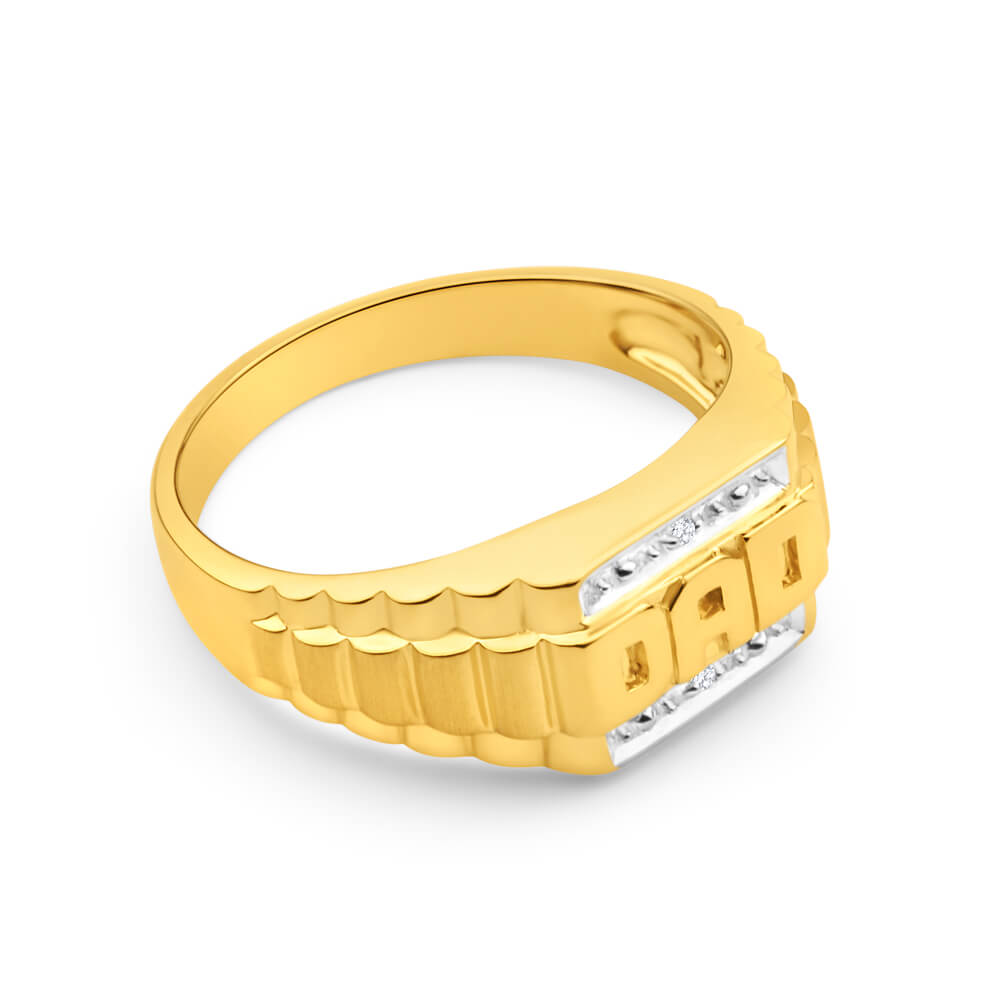 9ct Yellow Gold & White Gold 'Dad' Diamond Ring