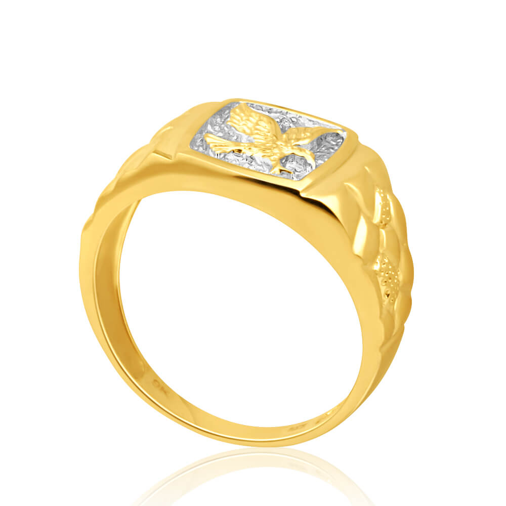 9ct Yellow Gold Eagle Diamond Ring