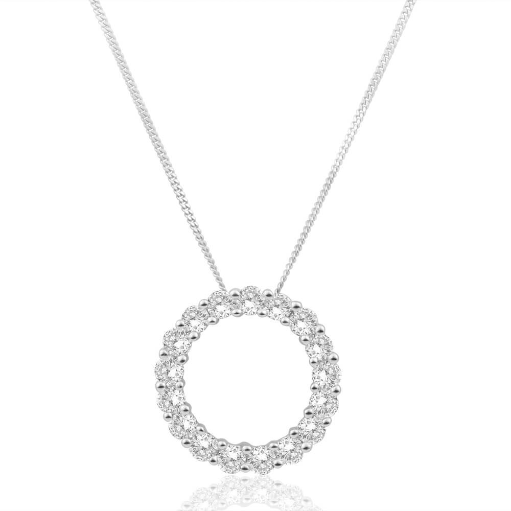 Flawless Cut 9ct White Gold Diamond Circle Of Life Pendant With Chain (TW=1/2 Carat)