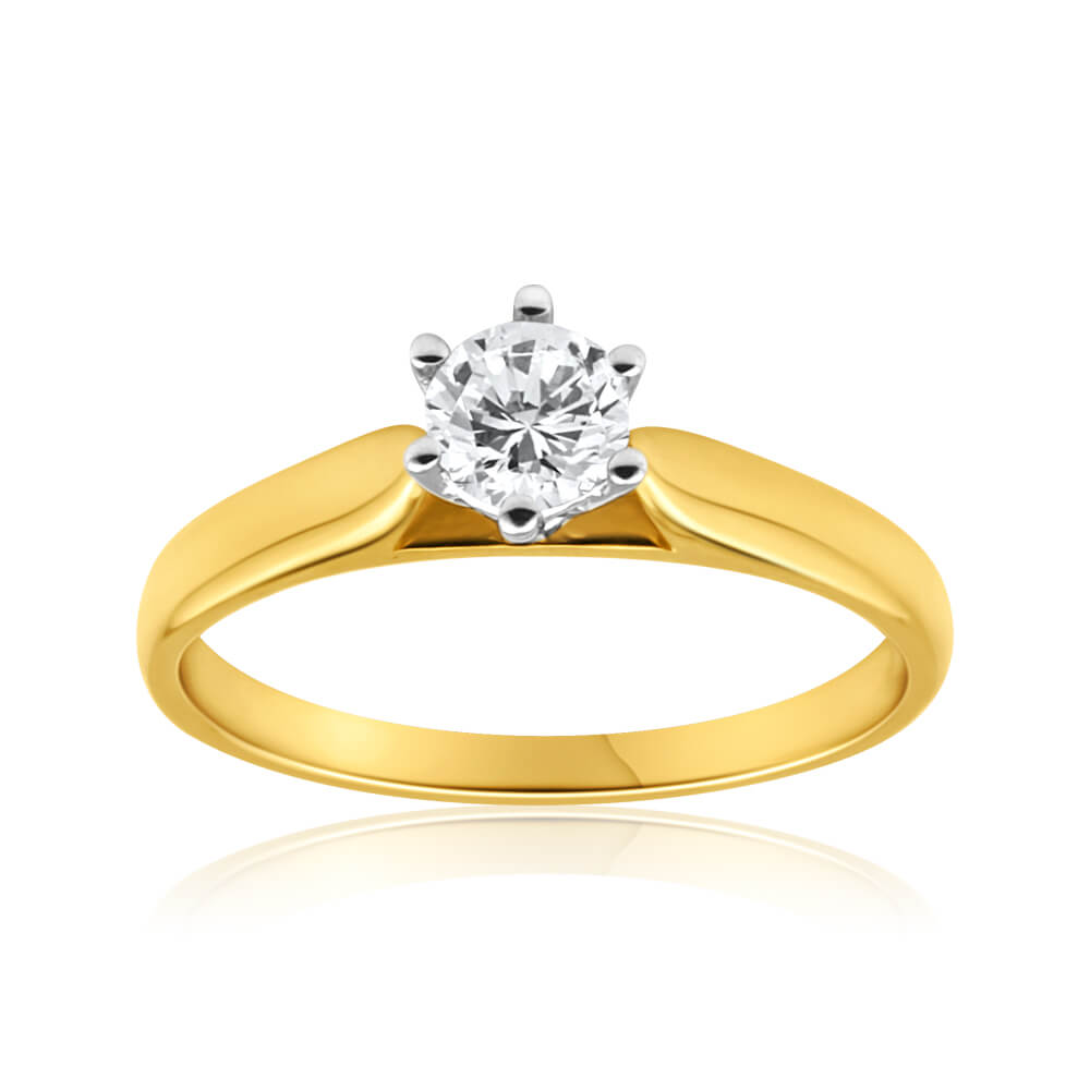 9ct Yellow Gold Solitaire Ring With 0.5 Carat Diamond