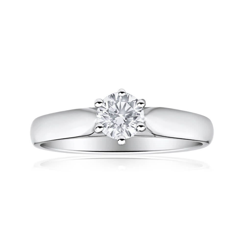 9ct White Gold Solitaire Ring With 0.5 Carat Diamond