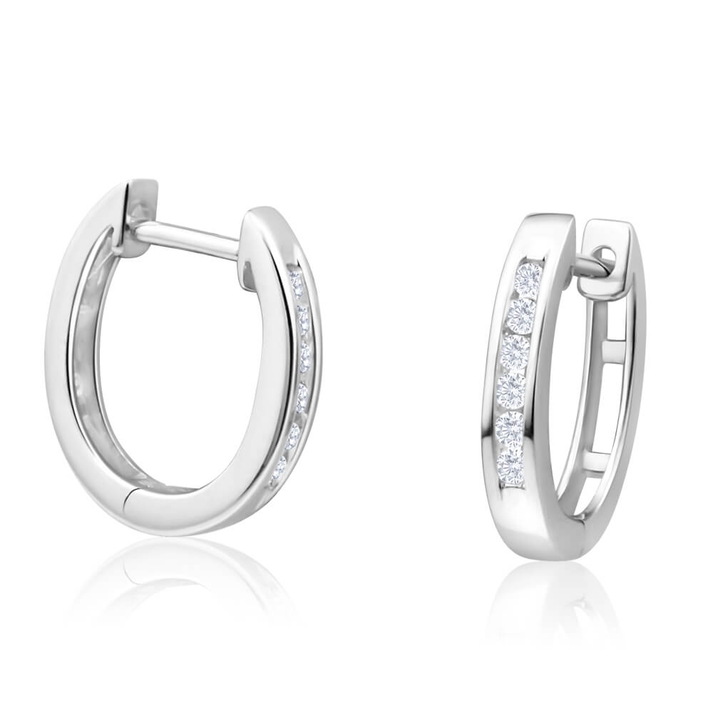 9ct Magnificent White Gold Diamond Hoop Earrings