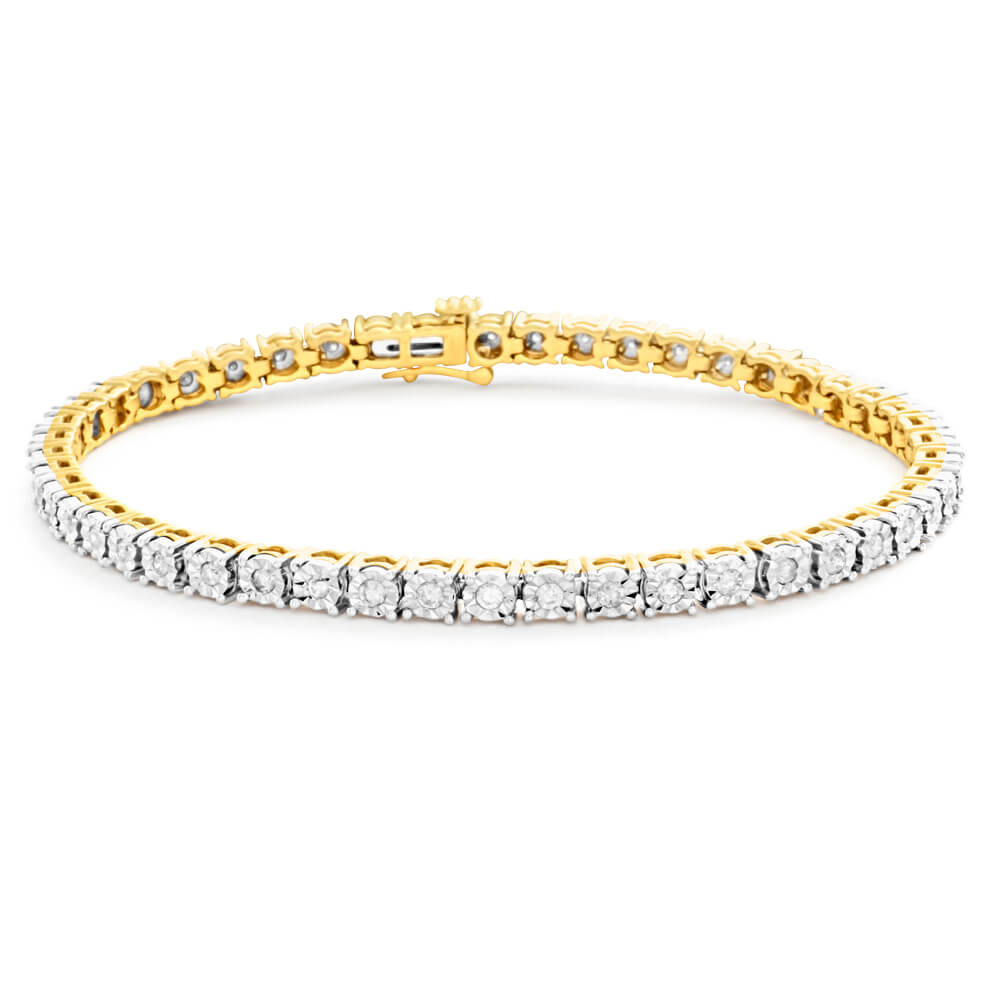 9ct Dazzling Yellow Gold 1 Carat Diamond 18cm Bracelet