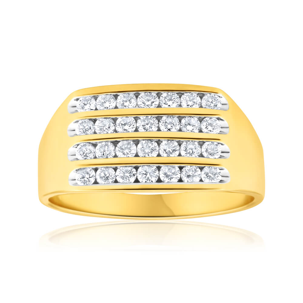 9ct Yellow Gold Diamond Ring Set With 28 Brilliant Cut Diamonds