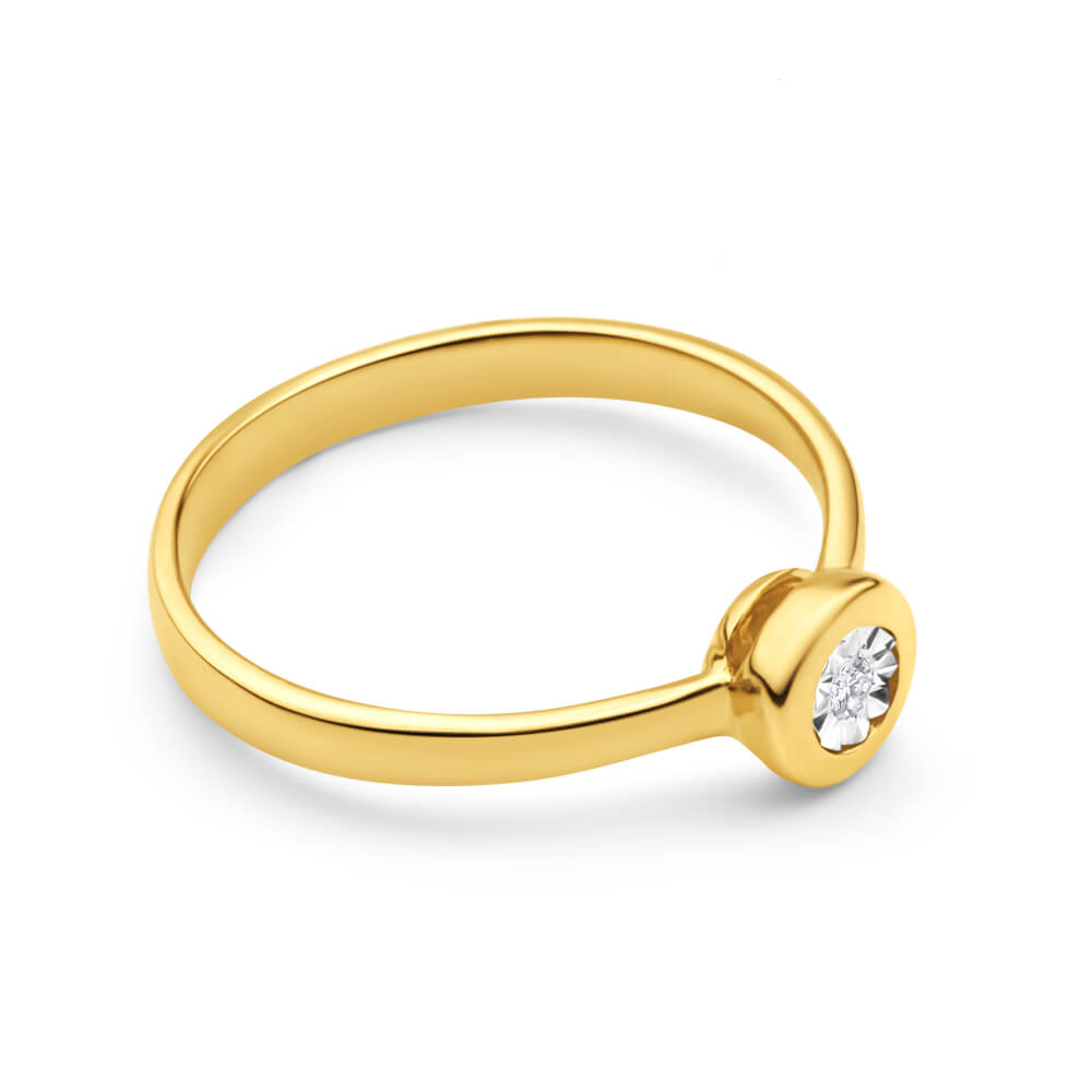 9ct Yellow Gold Solitaire Ring With 0.01 Carat Brilliant Cut Diamond