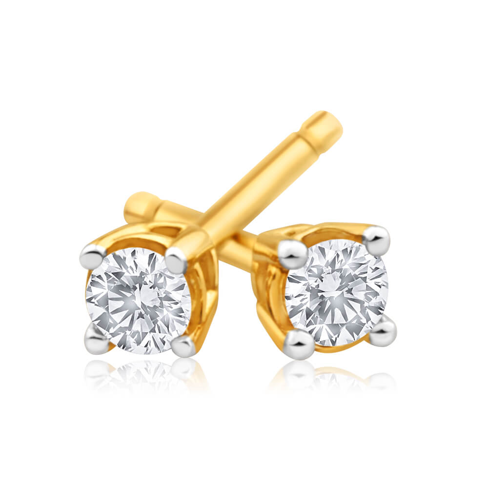 9ct Yellow Gold Enticing Diamond Stud Earrings