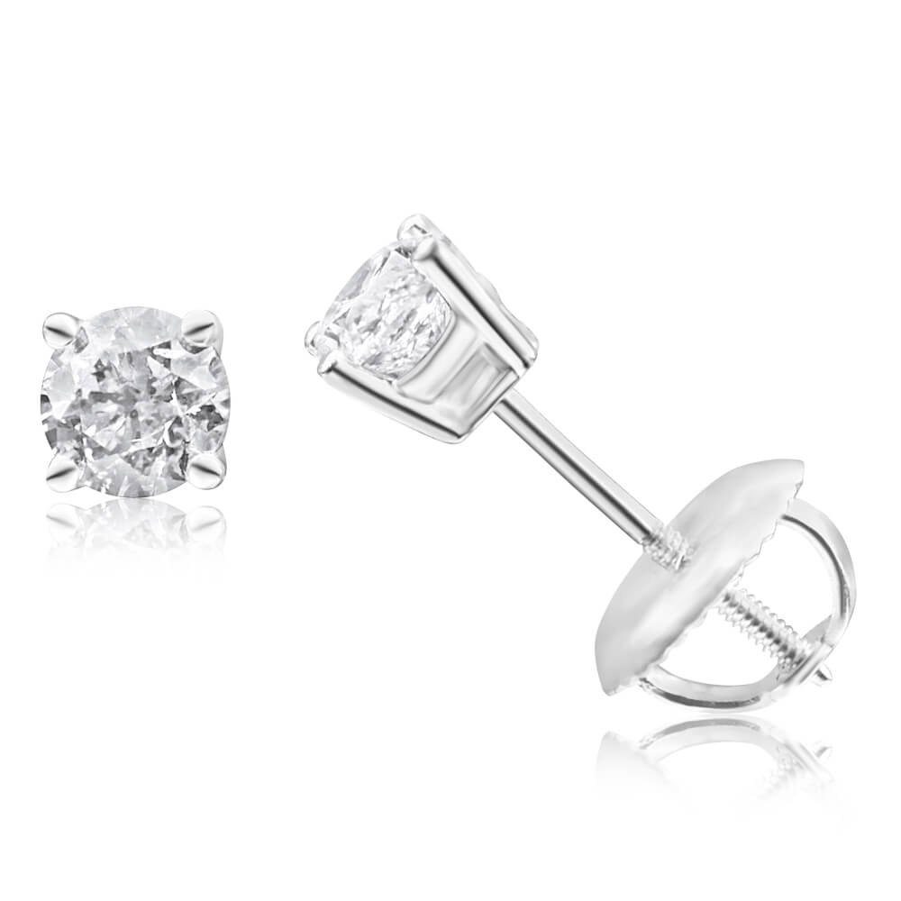 18ct White Gold Stud Earrings With 0.5 Carats Of Diamonds