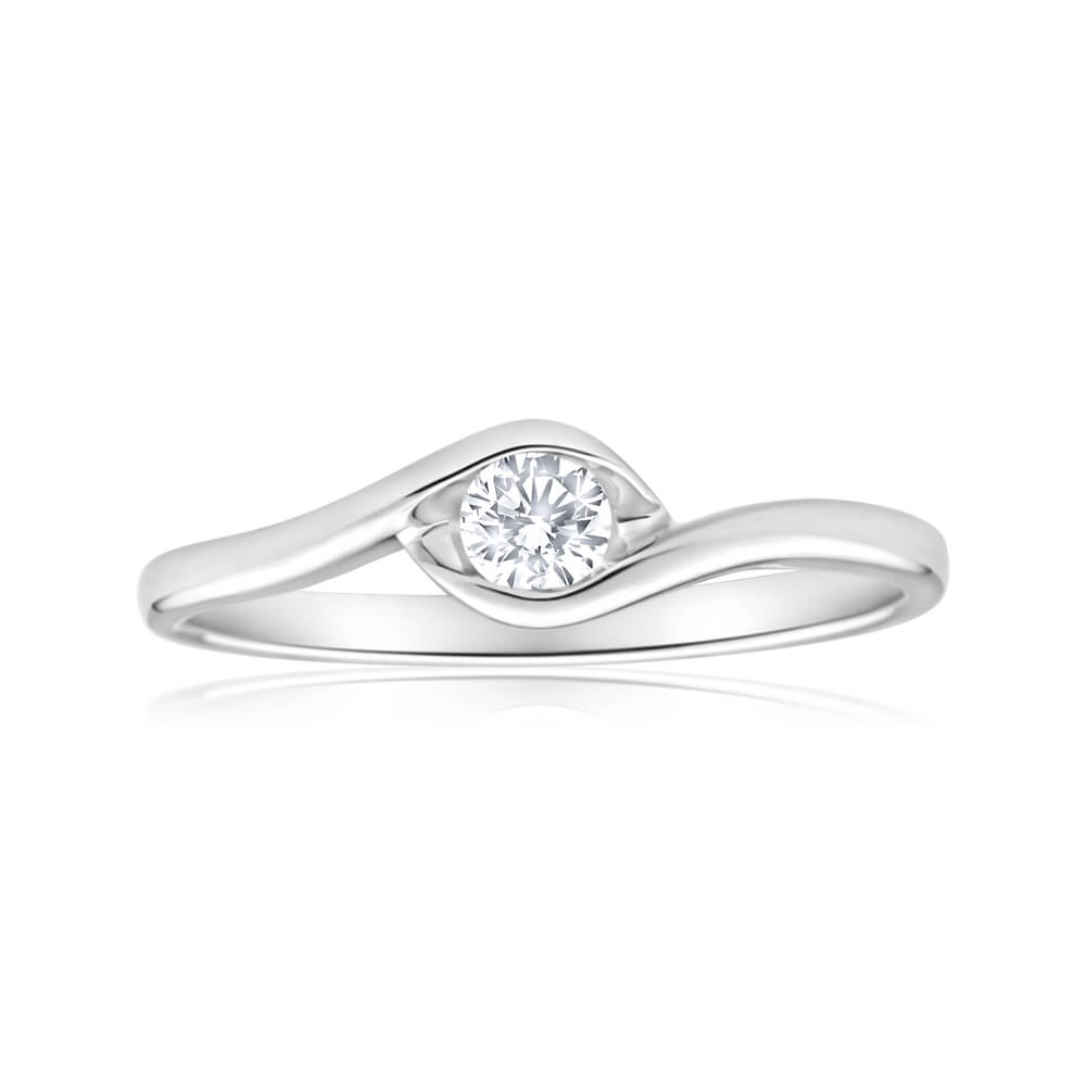 9ct White Gold Solitaire Ring With 0.15 Carat Diamond