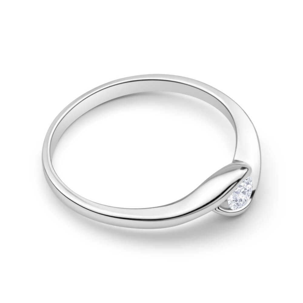 9ct White Gold Solitaire Ring With 0.15 Carat Diamond