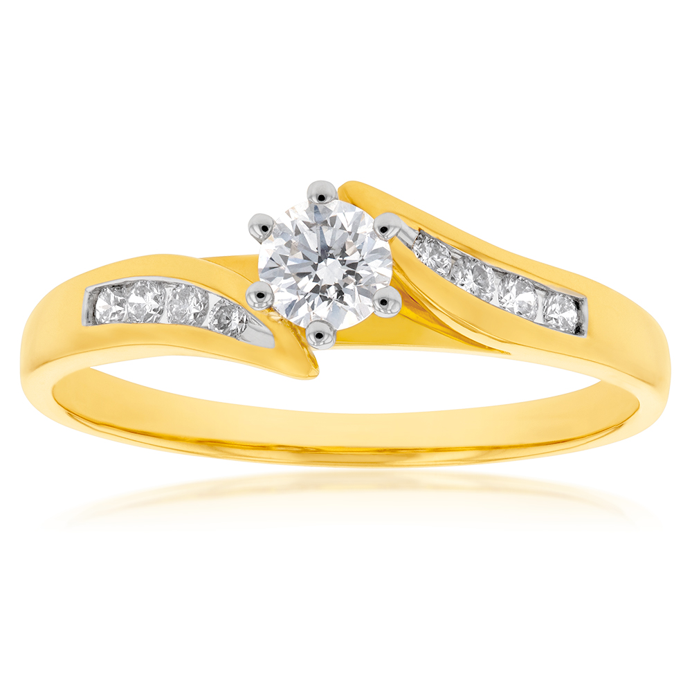 18ct Yellow Gold & White Gold Diamond Ring