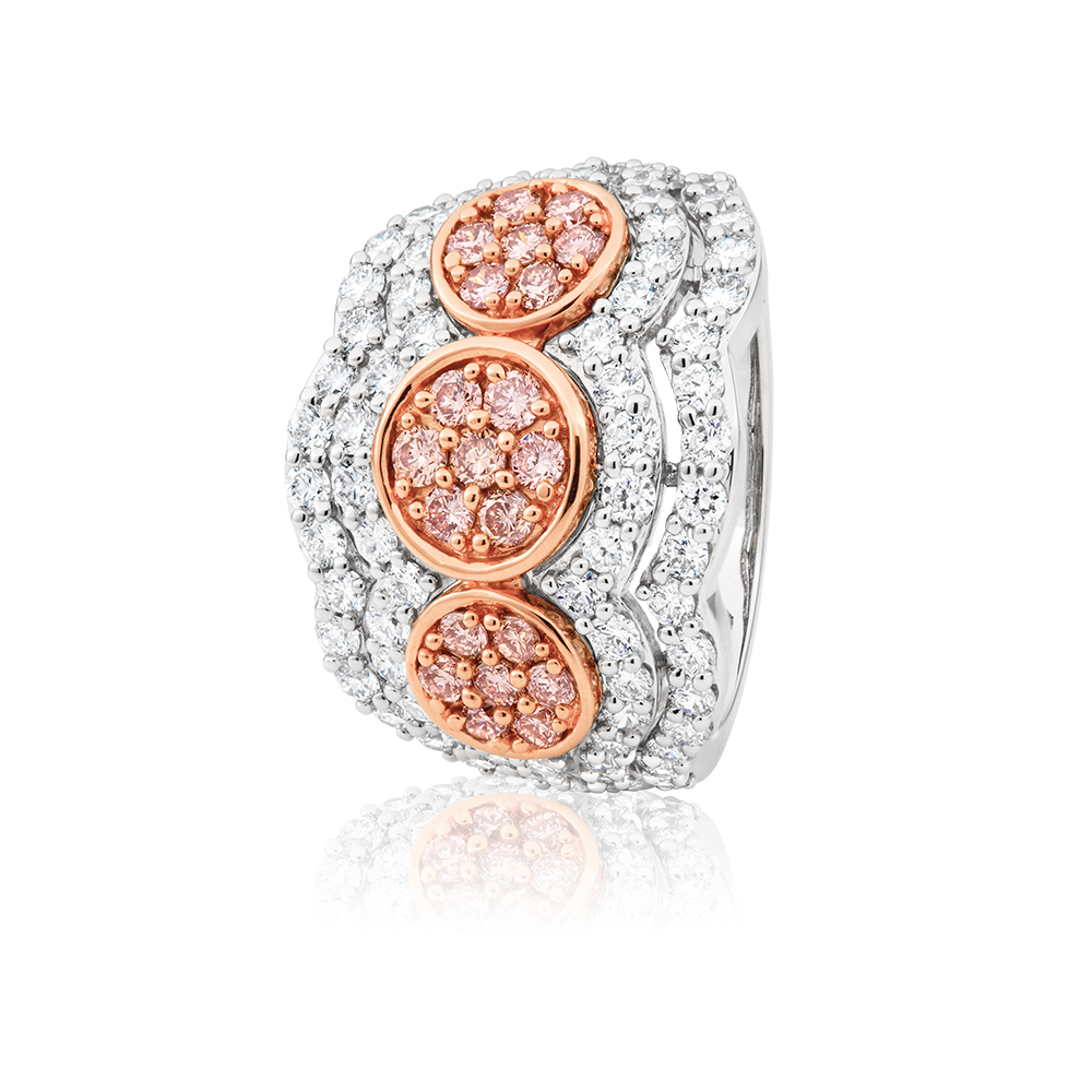 Pink Diamond in 18ct White Gold Dress Ring with a 2.00 Carats of Diamonds