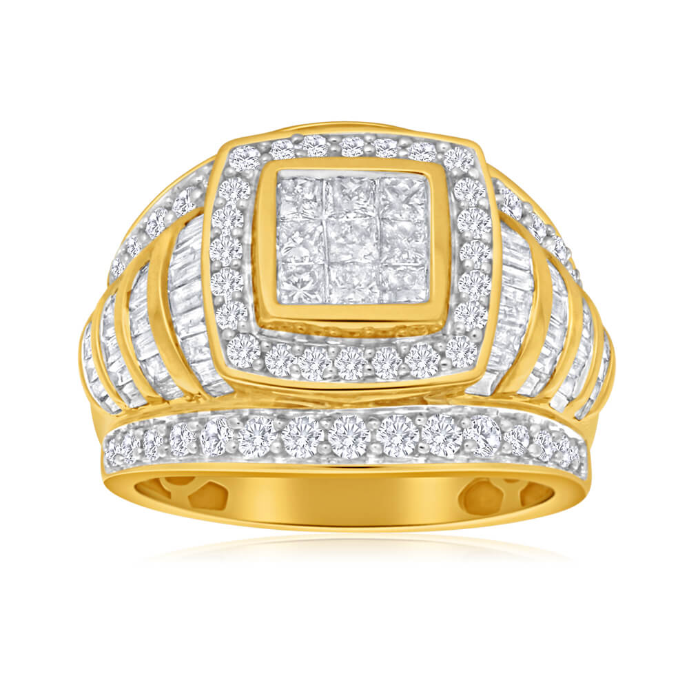 9ct Yellow Gold Diamond Ring With Over 2 Carats Of Diamond