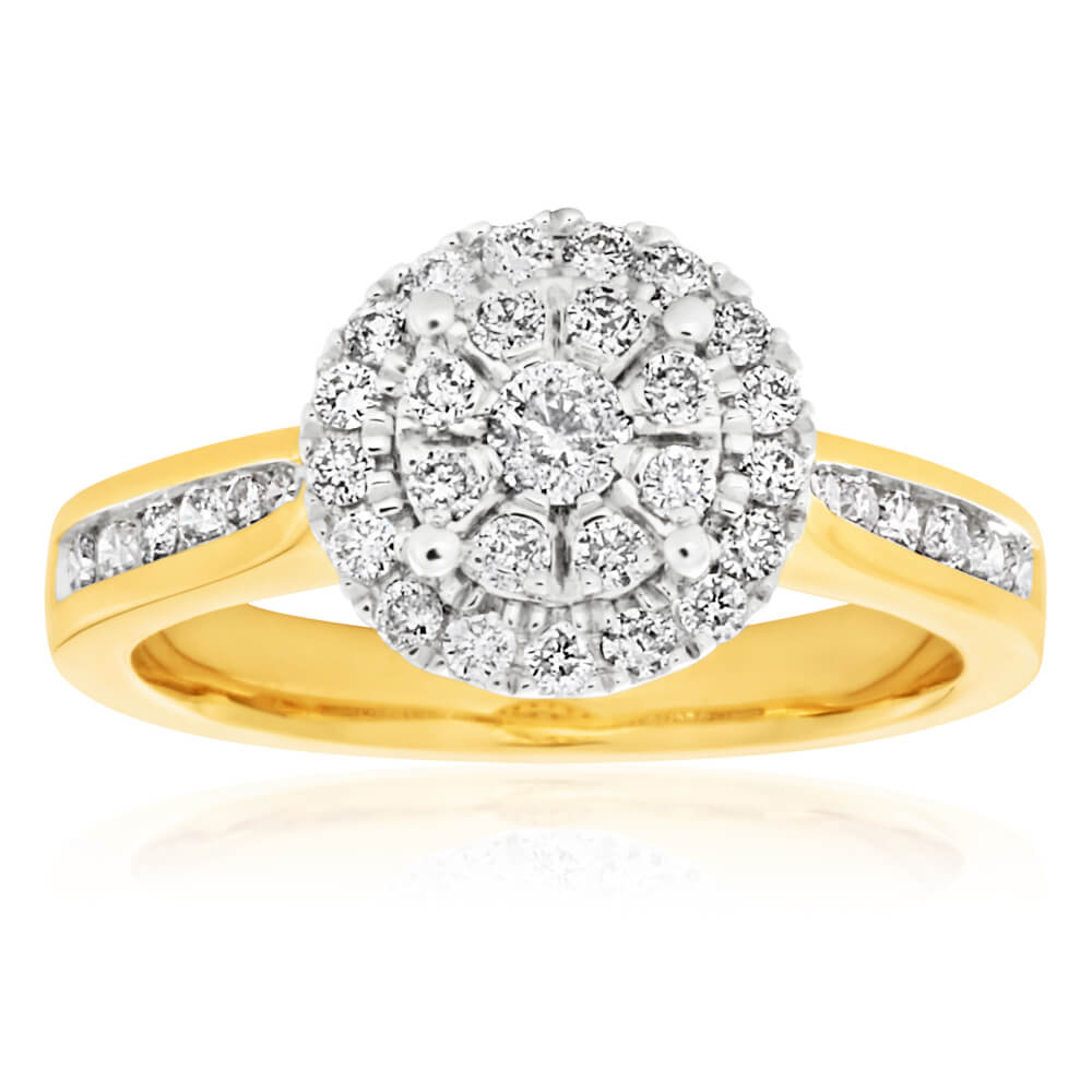 9ct Yellow Gold Diamond Ring Set with 38 Stunning Brilliant Diamonds