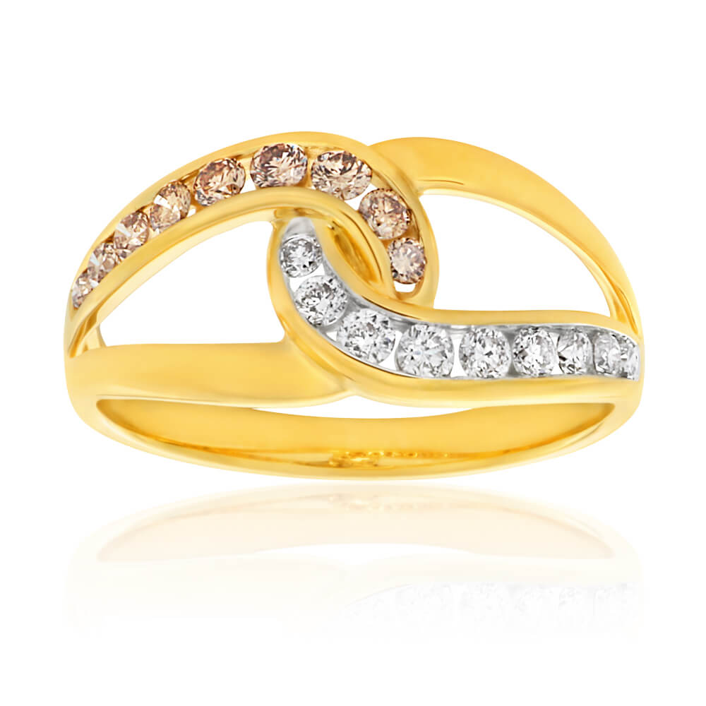 Australian Diamond 9ct Yellow Gold Twist Diamond Ring (TW=50pt)