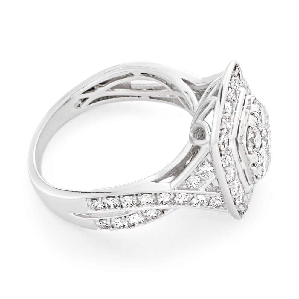 9ct White Gold Diamond Ring Set With 57 Beautiful Diamonds