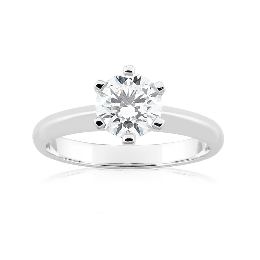 18ct White Gold Solitaire Ring With 1 Carat Diamond