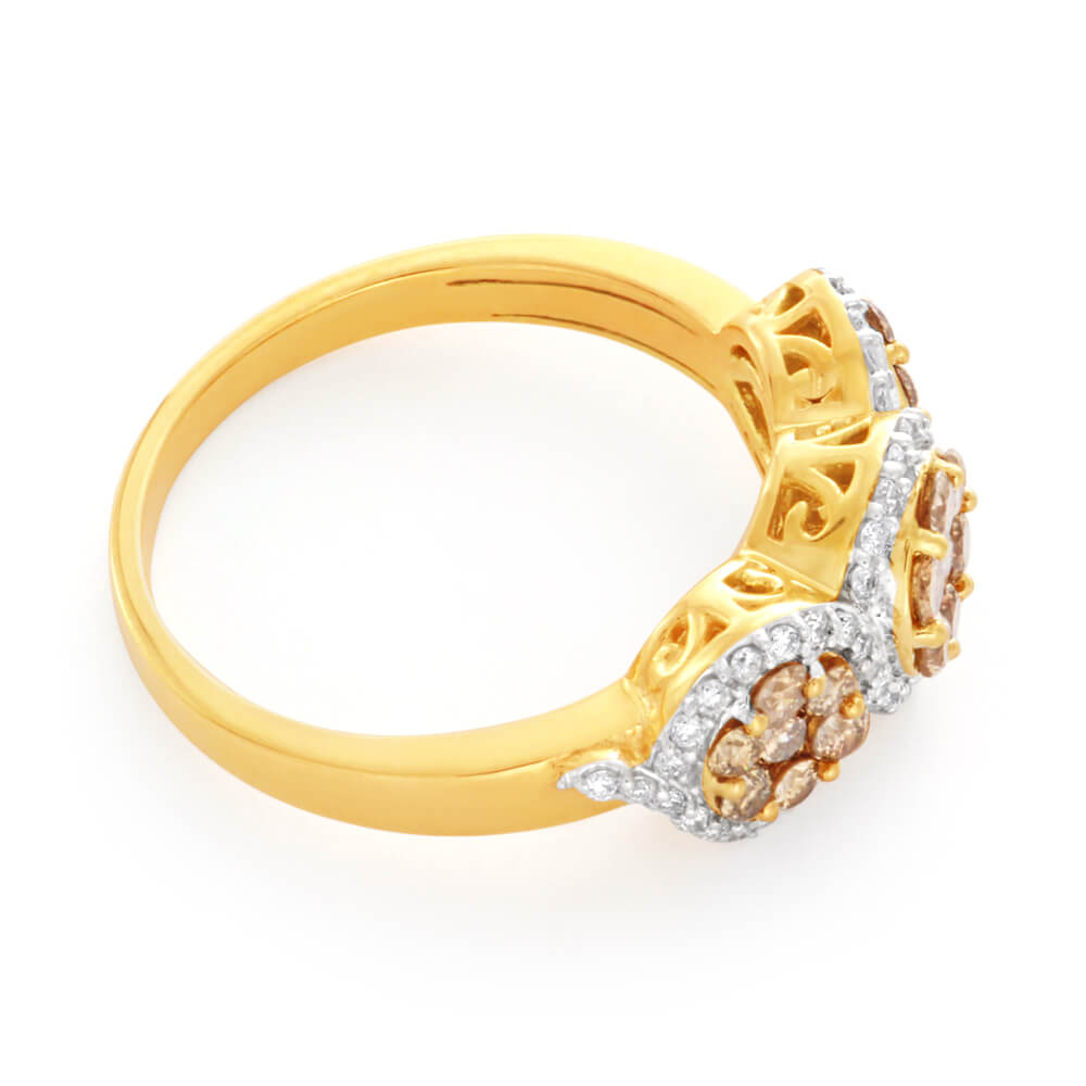 Australian Diamond 9ct Yellow Gold Diamond Trilogy Ring (TW=1CT)