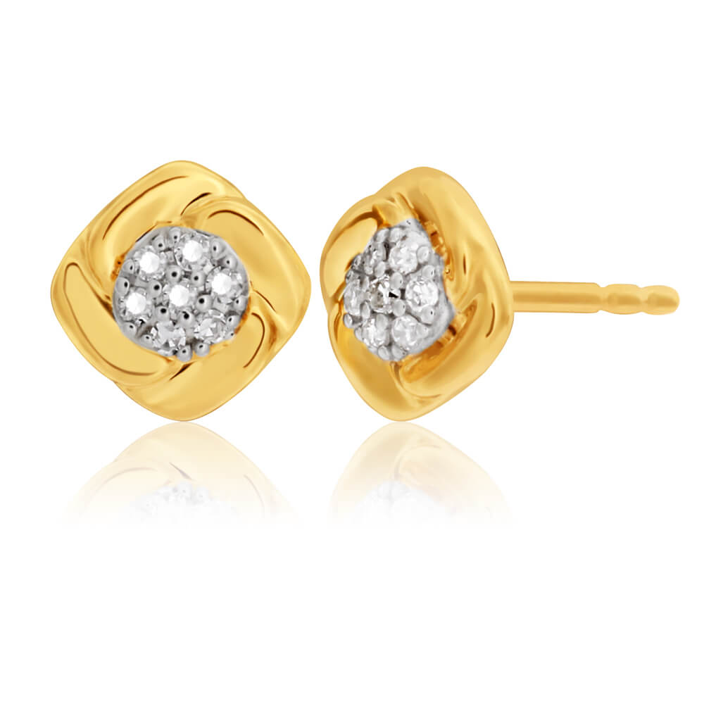 9ct Yellow Gold Gorgeous Diamond Earrings