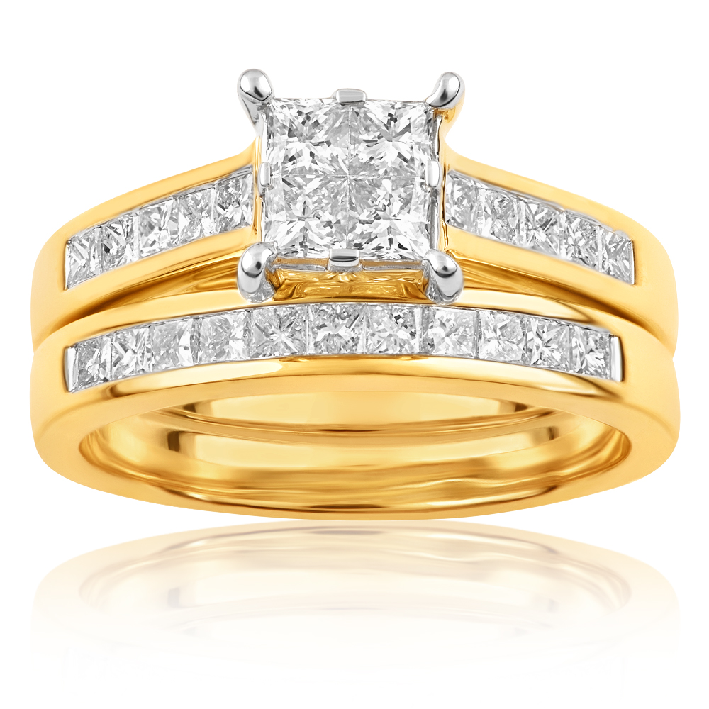 SEAMLESS LOVE 9ct Yellow Gold Bridal Set Ring with 1.50 Carat of Diamonds
