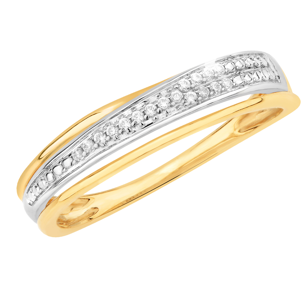 9ct Yellow Gold Diamond Ring with 17 Brilliant Pave Set Diamonds