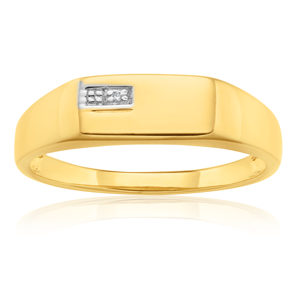 9ct Yellow Gold Diamond Man's Ring